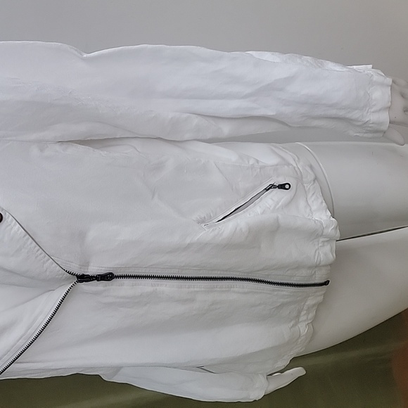 Nic + Zoe Fall Linen Rayon Bomber Motorcycle White Jacket Outerwear Size XL - Picture 5 of 12